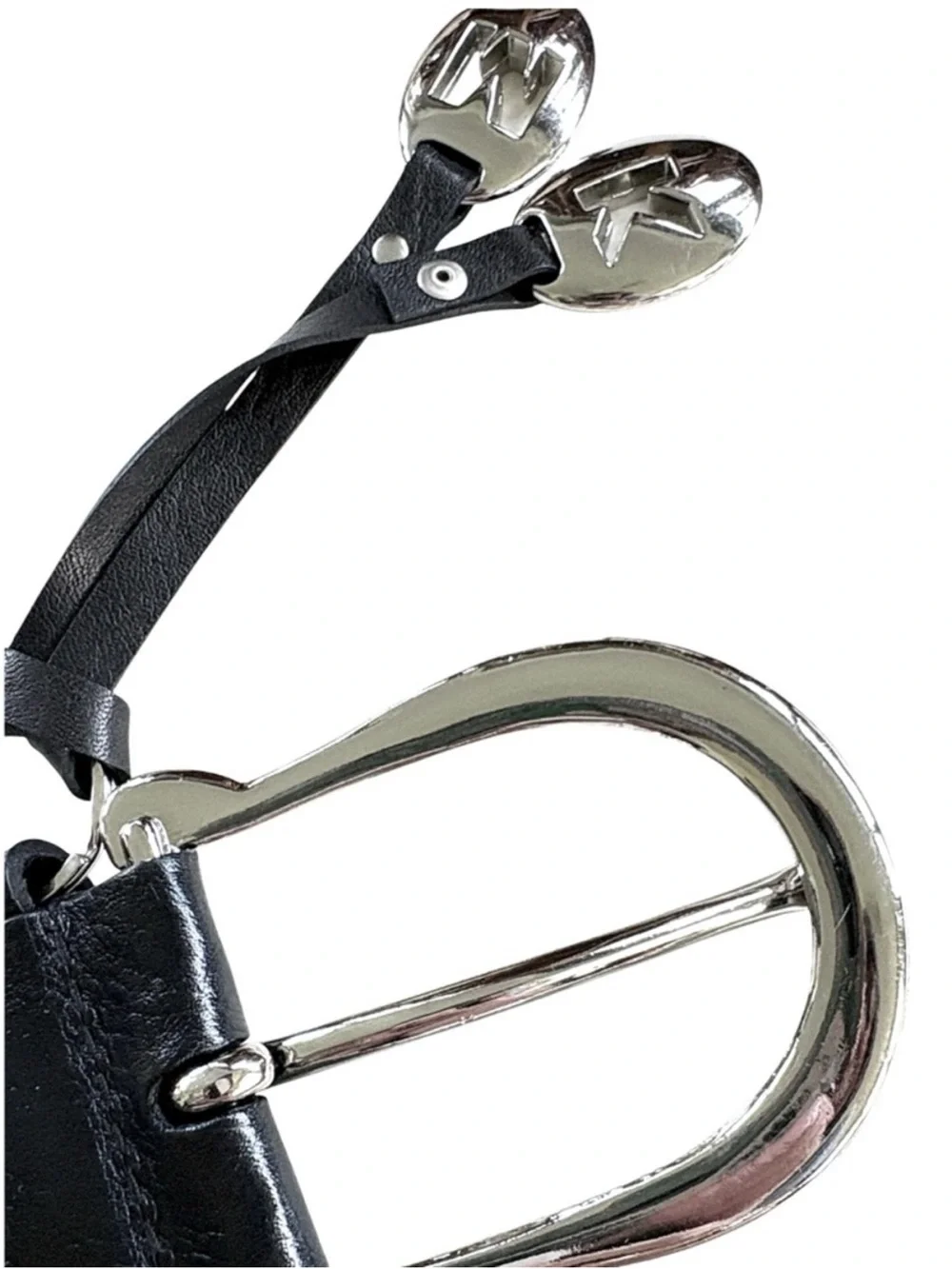 NWT Michael Kors Leather Woven Belt Logo Hang Charms Silver Buckle Size Small